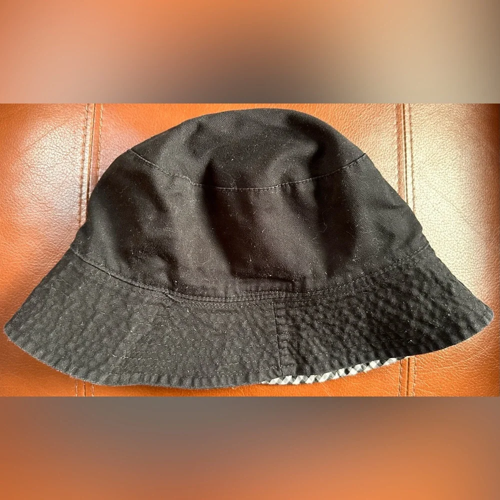 LADIES KATE SPADE NEW YORK Vintage Black White Check Gingham Reverse Bucket Hat